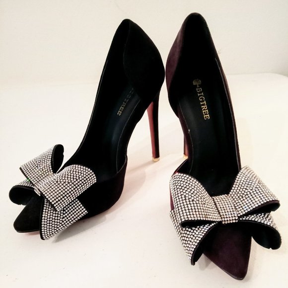 🎁 FREE GIFT IS INCLUDED 🎁 NEW 3D Rhinestones Bow High Heels Pointed Toe Shoes - Picture 9 of 13